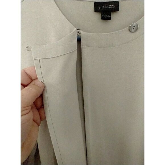 J. Jill Wearever Overlap Cardigan Truffle Beige Long Sleeve Womens Sweater - L - Picture 3 of 7